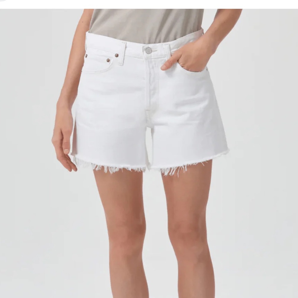 Agolde Parker Long Women's White Panna Cotta Jean Shorts Ladies size 32 NWT